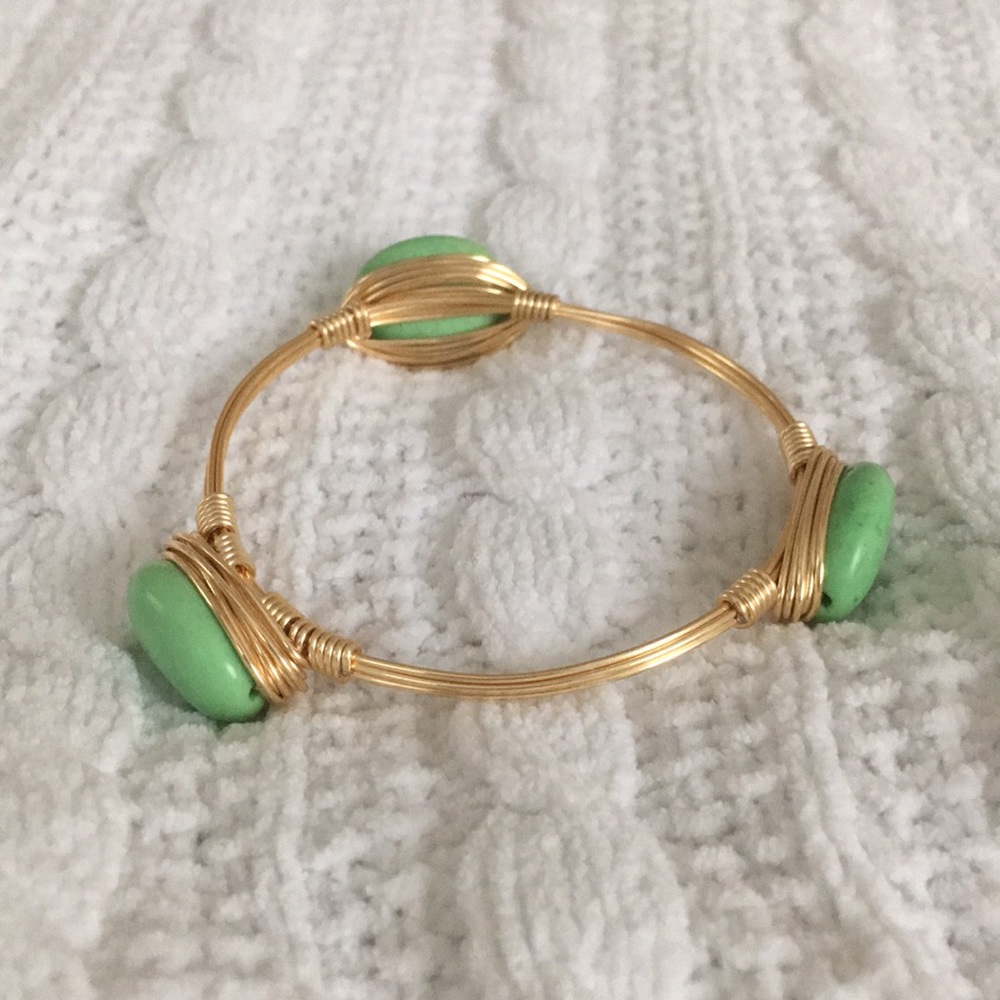Gold Bracelet with green stones
